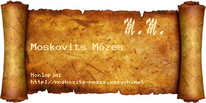 Moskovits Mózes névjegykártya